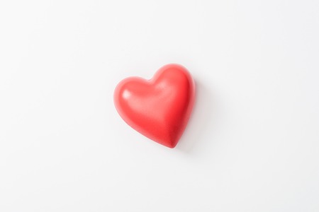 Top view of toy heart on grey backgroundの写真素材