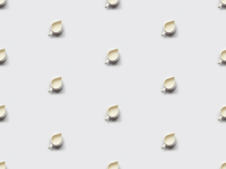 collage of milk in jars on grey background, seamless pattern
