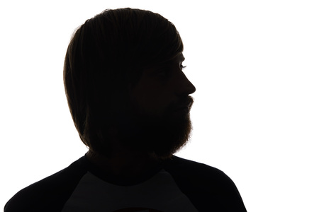 Silhouette of man with beard isolated on white