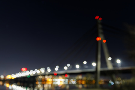 bokeh lights and defocused buildings at dark night