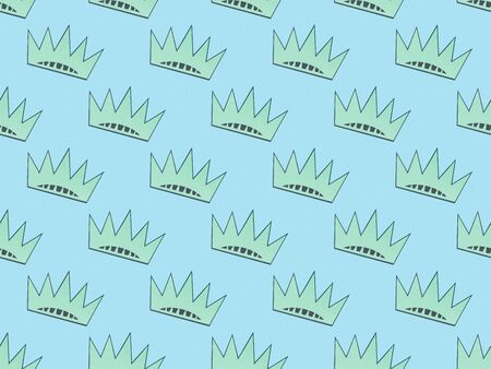 seamless background pattern with turquoise crowns on light blue, Independence Day concept
