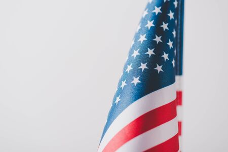 national flag of united states of america isolated on grey, memorial day concept