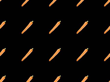 organic whole carrots isolated on black, seamless background patternの写真素材