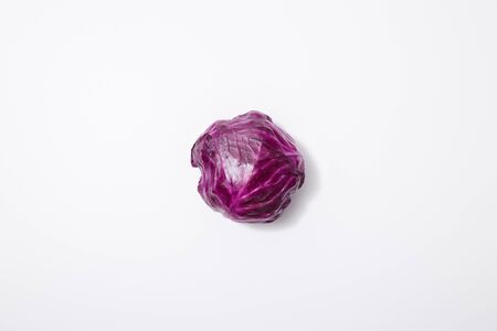 top view of red cabbage on white backgroundの写真素材