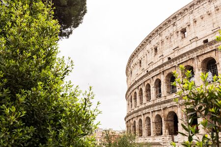 ROME, ITALY - JUNE 28, 2019: panoramic shot of old ruins of colosseumのeditorial素材