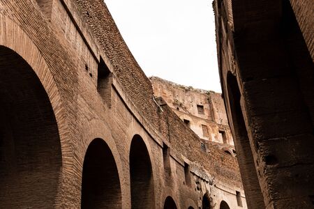 ROME, ITALY - JUNE 28, 2019: textured ruins of ancient buildings