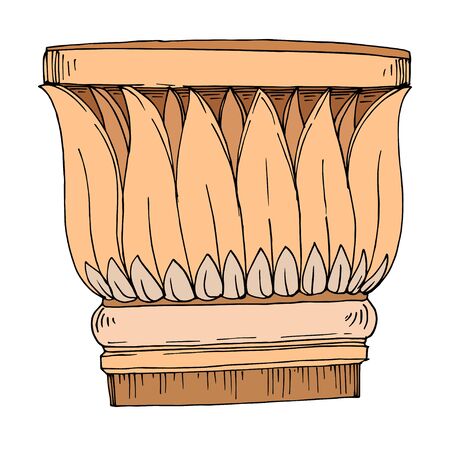 Vector Antique greek columns. Black and white engraved ink art. Isolated ancient illustration element on white background.のイラスト素材