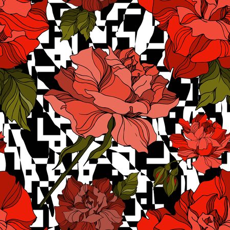 Vector Exotic Zebra print with floral botanical flowers. Black and white engraved ink art. Seamless background pattern. Fabric wallpaper print texture.のイラスト素材