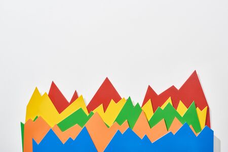 top view of color statistic graphs on white background