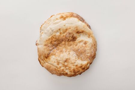 top view of lavash bread isolated on white