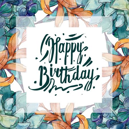 Succulents floral botanical flowers. Wild spring leaf wildflower isolated.  background illustration set. Watercolour drawing fashion aquarelle isolated. Frame border ornament square.の写真素材