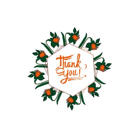 Vector Narcissus floral botanical flowers. Wild spring leaf wildflower isolated. Black and white engraved ink art. Frame border ornament square on white background.のイラスト素材