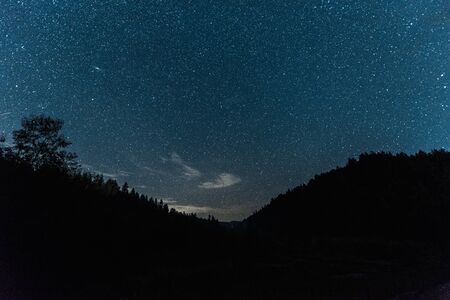 blue sky with shining stars at night