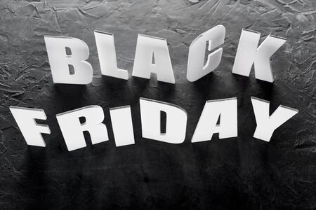 top view of black Friday lettering on black backgroundの写真素材