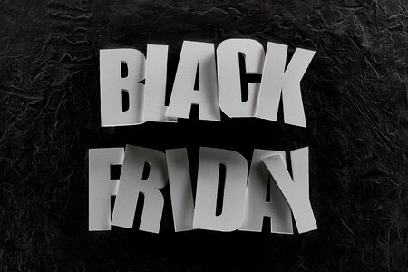 top view of black Friday lettering on black backgroundの写真素材