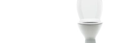 ceramic clean toilet bowl isolated on white, panoramic shotの写真素材