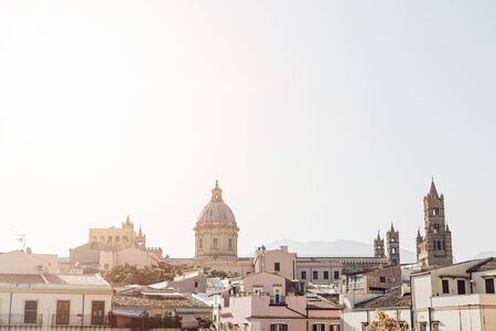 PALERMO, ITALY - OCTOBER 3, 2019: buildings near cathedral of palermo in sicilyのeditorial素材