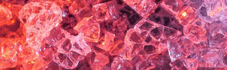 top view of abstract red and purple ice textured background, panoramic shotの写真素材