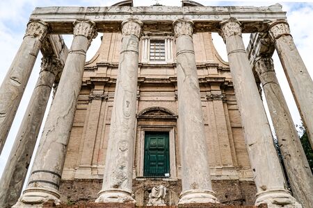 low angle view of historical building with columns in romeの写真素材
