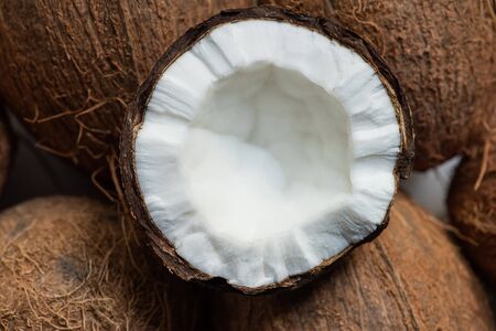 close up view of tasty coconut half