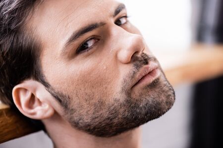 portrait of handsome sexy man looking at cameraの写真素材