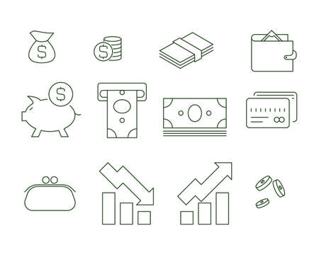 vector finance icons on white backgroundのイラスト素材