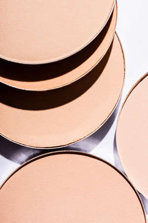 close up view of face powder on white backgroundの写真素材