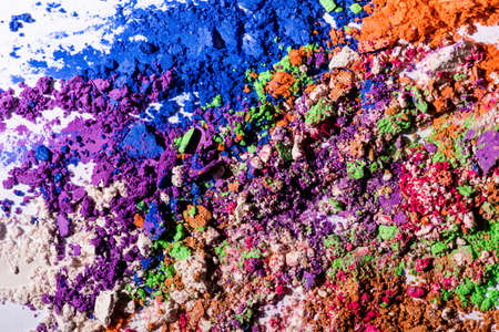 close up view of multicolored mixed eyeshadow powderの写真素材