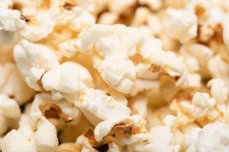 close up view of delicious airy popcorn, cinema conceptの写真素材