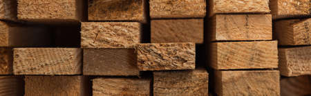 background of natural, stacked hardwood boards, banner