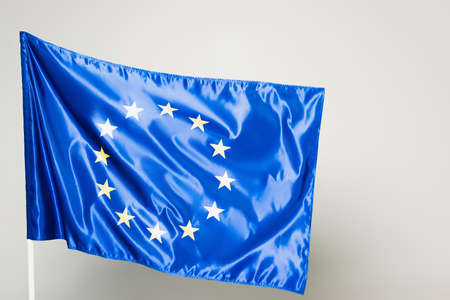 blue european union flag isolated on gray