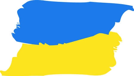 vector illustration of ukrainian flag near hands and pray for ukraine lettering isolated on blackのイラスト素材