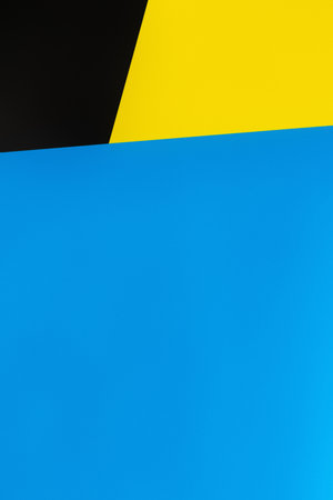 abstract background with blue, yellow and black rectangles and copy space