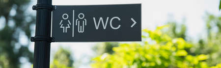 water closet direction sign outdoors, bannerの写真素材
