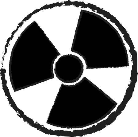 illustration of black radiation warning symbol isolated on white,stock imageのイラスト素材