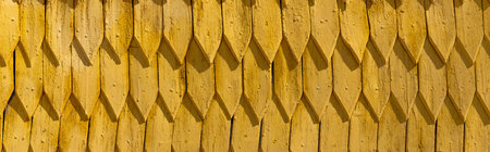 Yellow wooden roof at daytime outdoors, bannerの写真素材