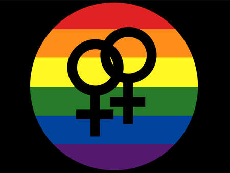 illustration of women gender symbol against lgbt flag,stock illustrationのイラスト素材