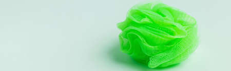 green body puff on grey background with copy space, bannerの写真素材
