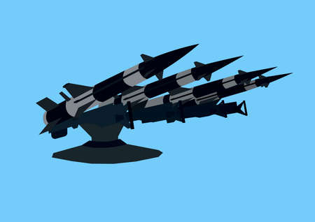 illustration of modern artillery on blue background, stand with ukraine concept,stock illustrationのイラスト素材