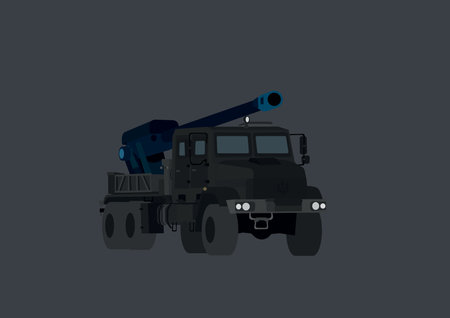 illustration of military Ukrainian bogdana vehicle isolated on grey,stock image
