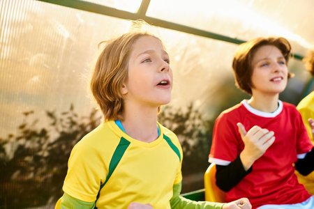 A vibrant group of young children sitting closely together, their faces beaming with joy and excitement. Each child exudes a unique personality, creating a beautiful mosaic of innocence and friendship.の写真素材