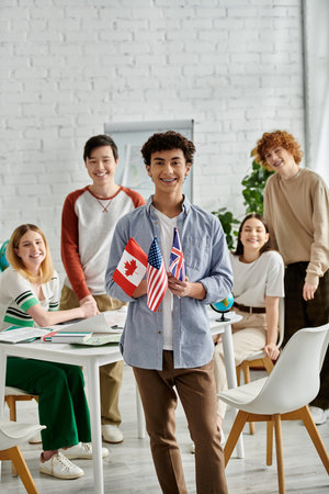 Teenagers take part in a model United Nations program.