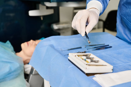 A person in a hospital bed receiving medical attention from healthcare professionals.