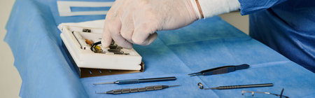 Doctor using his medical tools.の写真素材