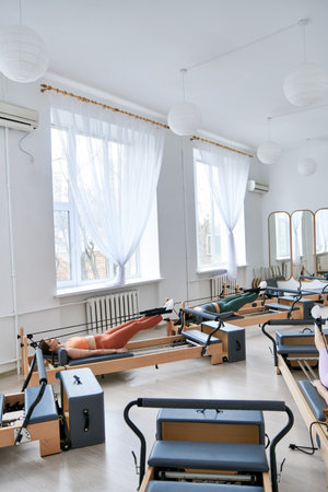 Vibrant women enjoying a pilates class.