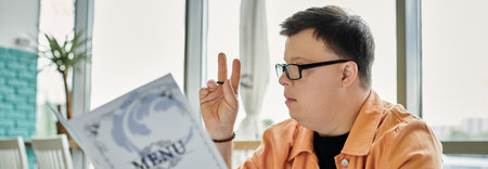 A man with Down syndrome carefully considers his meal options, highlighting the importance of...