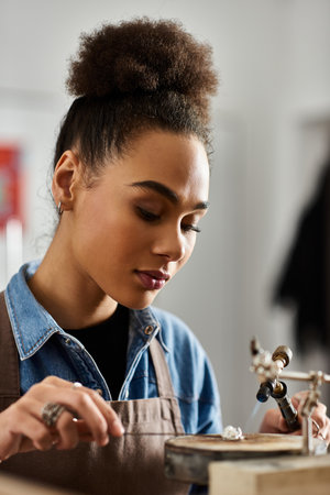 This talented jeweler carefully shapes beautiful gems and materials into exquisite pieces.