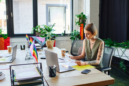 Woman celebrating diversity at work.の写真素材