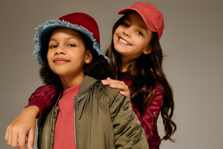 Two cheerful young girls pose together, embodying the joyful essence of Christmas 2025.