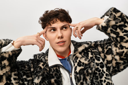 Handsome man showcases his fashion sense and charisma against a minimalist backdrop.